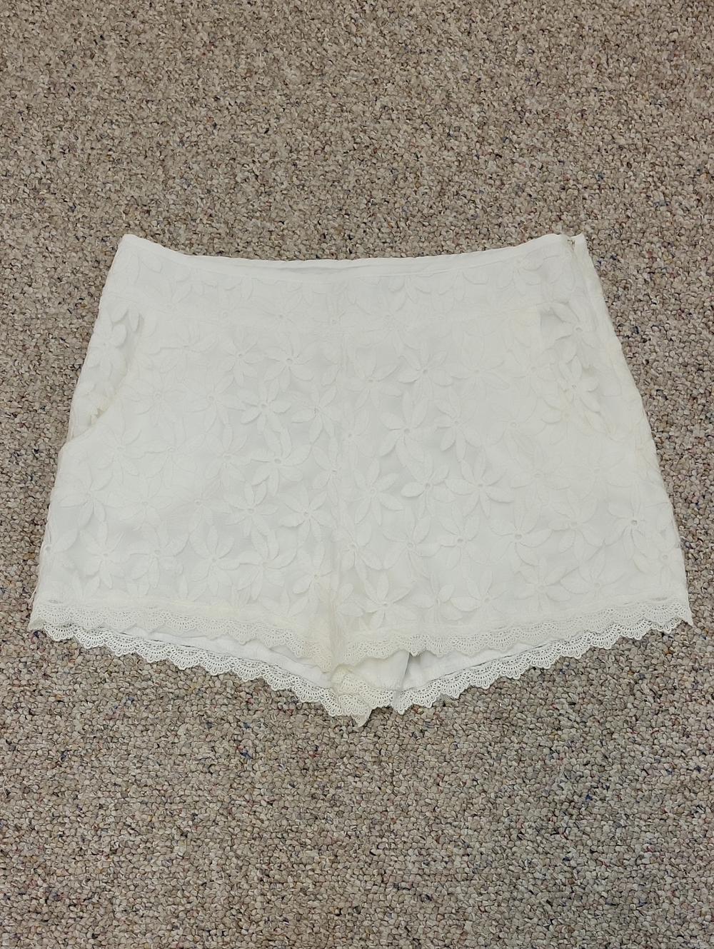 Monteau White Lace High Waist Shorts Latge Summer Festival Feminine Vacation